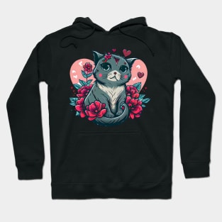 Cute Valentines Cat Hoodie